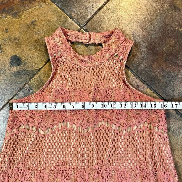Dina Be Pink Rose Lace Halter MIDI Dress Small - Picture 4 of 10